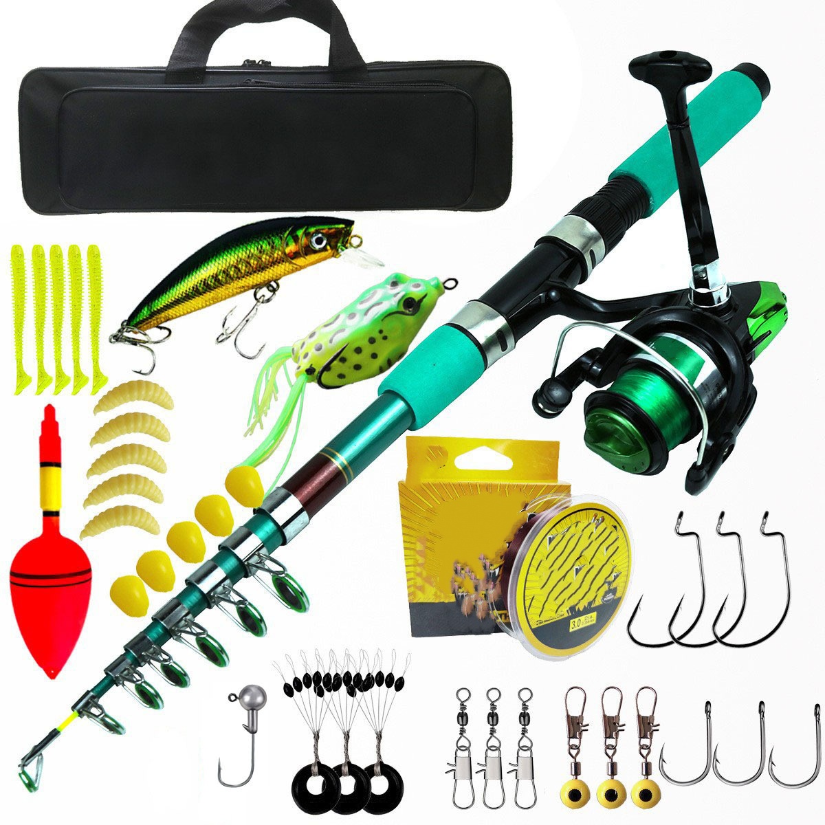 Fishing Rod Spinning - Tragbares Ultraleichtes Karpfen-Teleskop-Spinnruten- und Rollen-Set, zusammenklappbare
